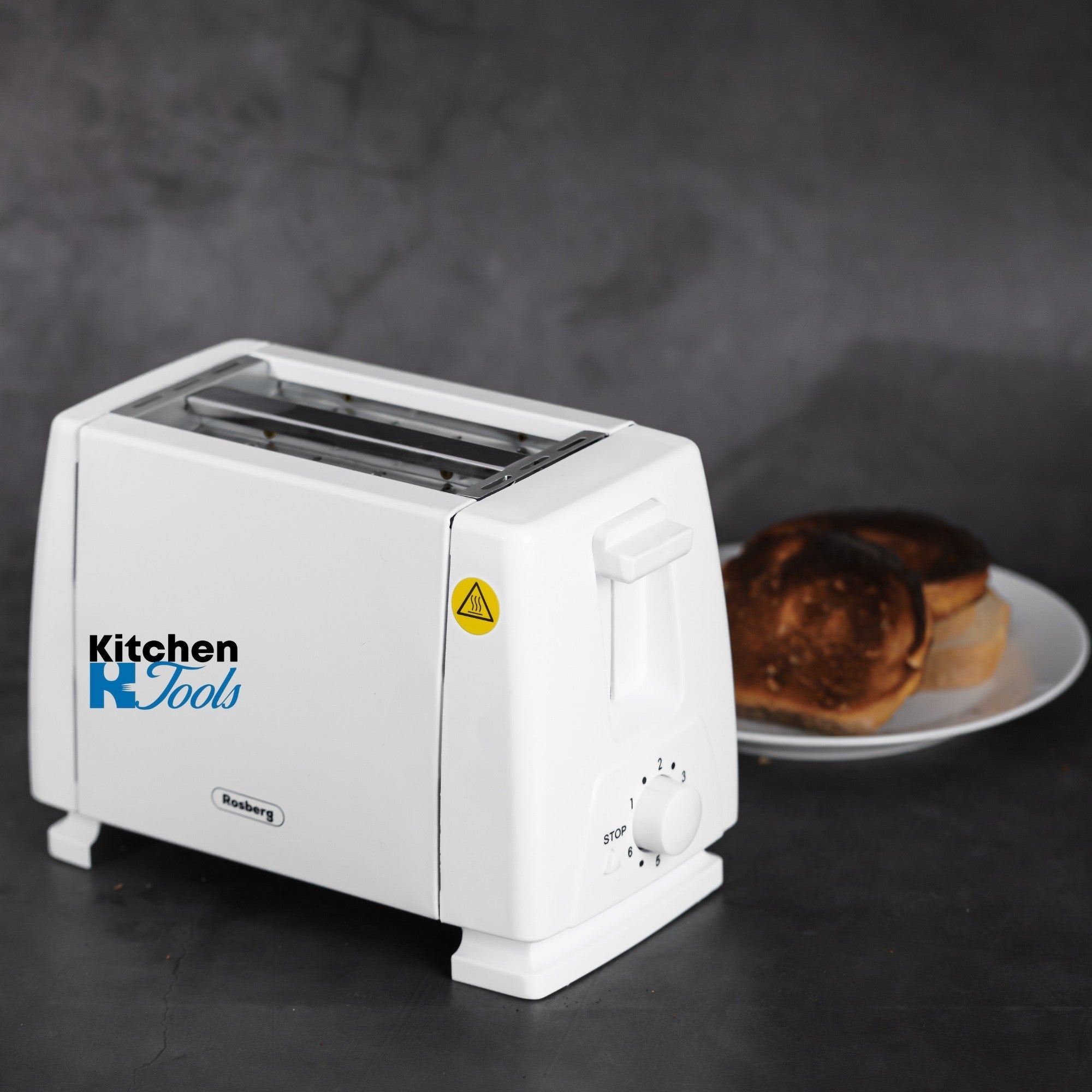 Prajitor de paine Rosberg, 750W, alb, 2 felii