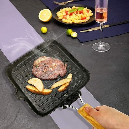 Tigaie grill fonta 24cm Rosberg, maner pliabil