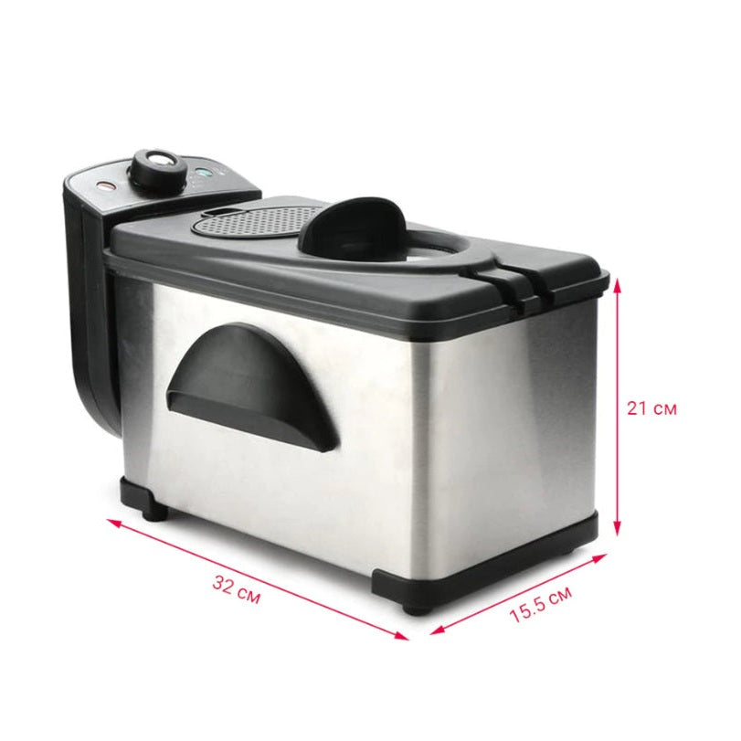 Friteuză Electrică 2L, Inox, Termostat Reglabil