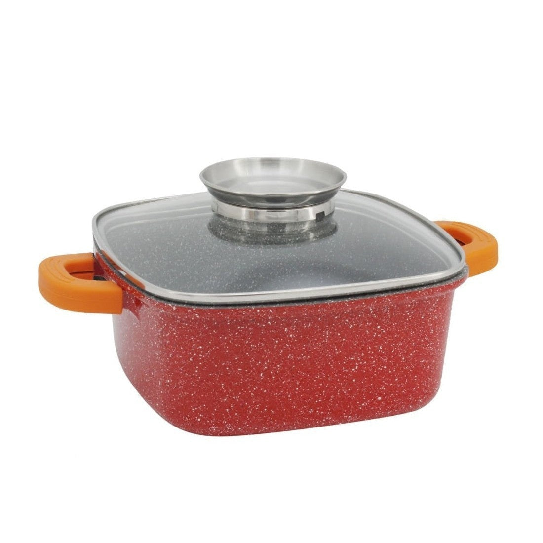 Roaster aluminiu marmorat 6.5L, capac roșu