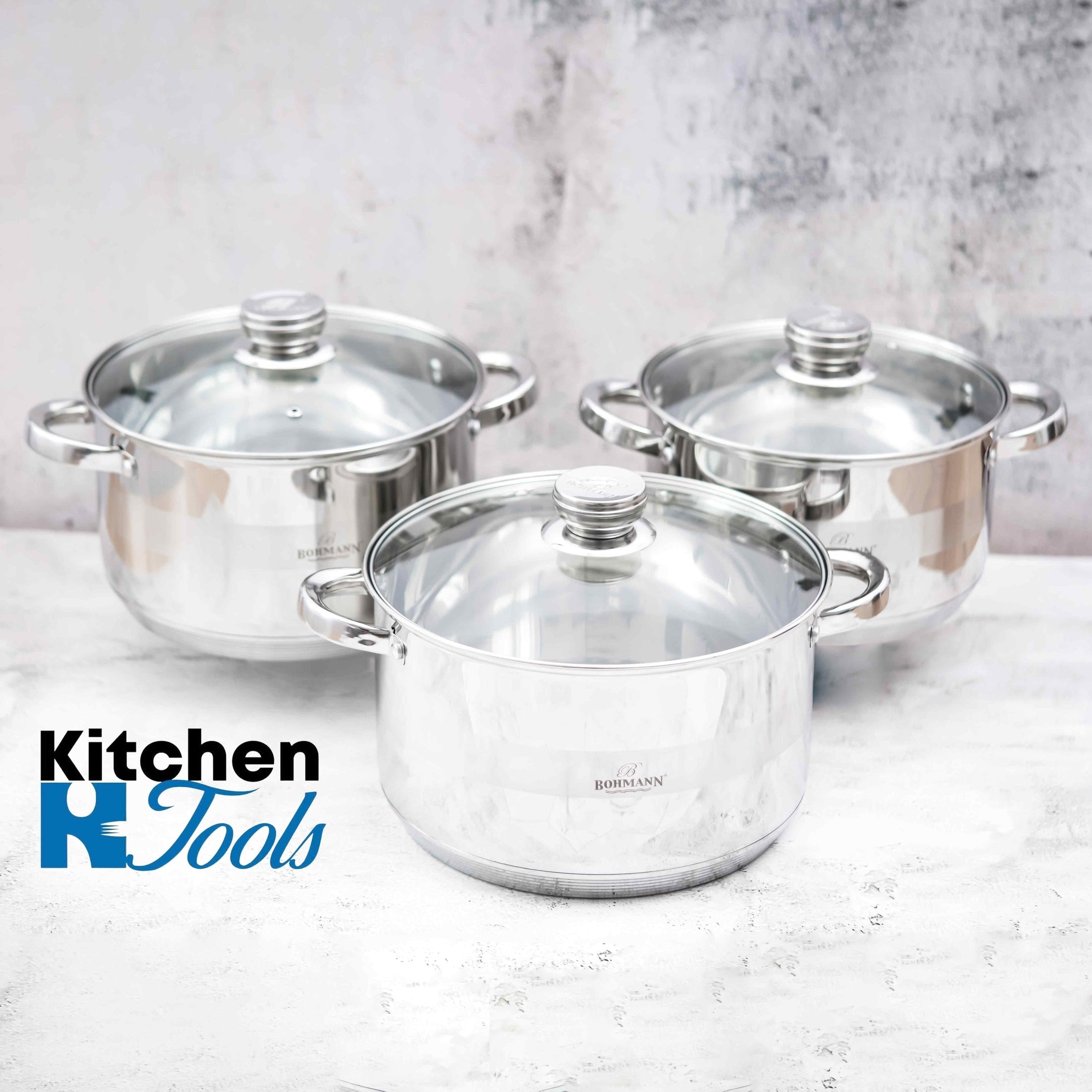 Set Oale Bohmann, Inox, cu Capace de Sticla