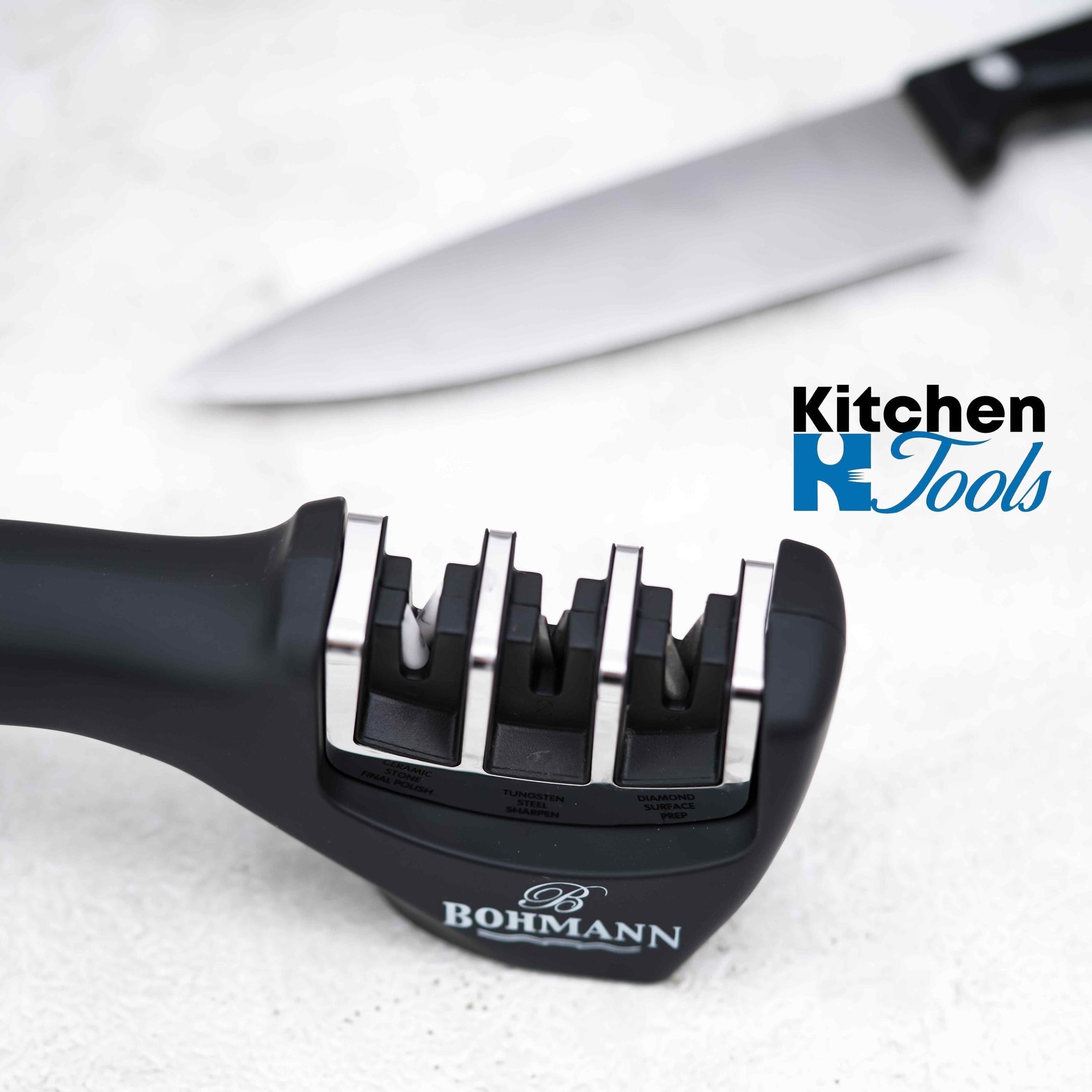 Ascutitor cutite Bohmann 3 in 1, negru