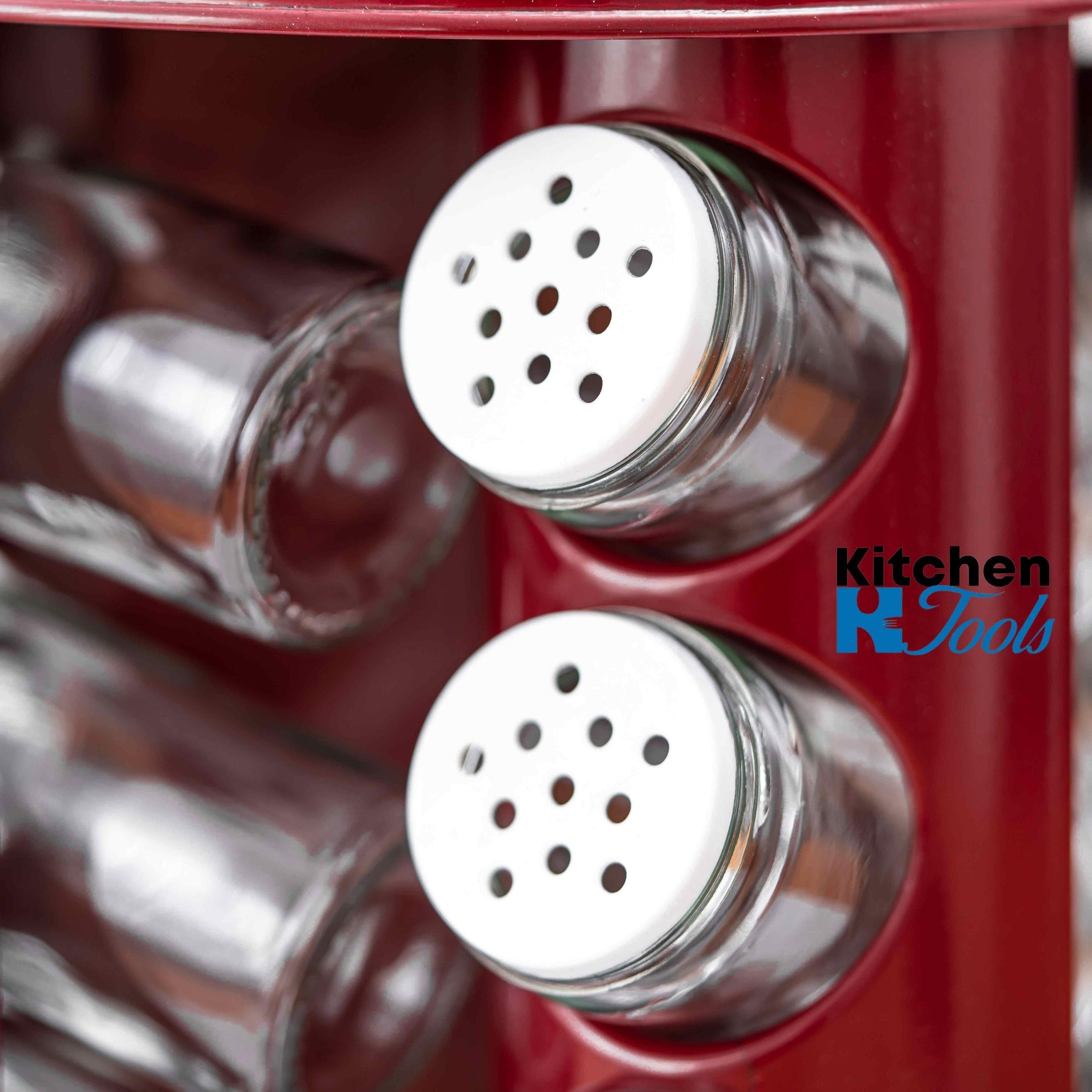 Set organizator condimente rotativ, 16 recipiente, roșu