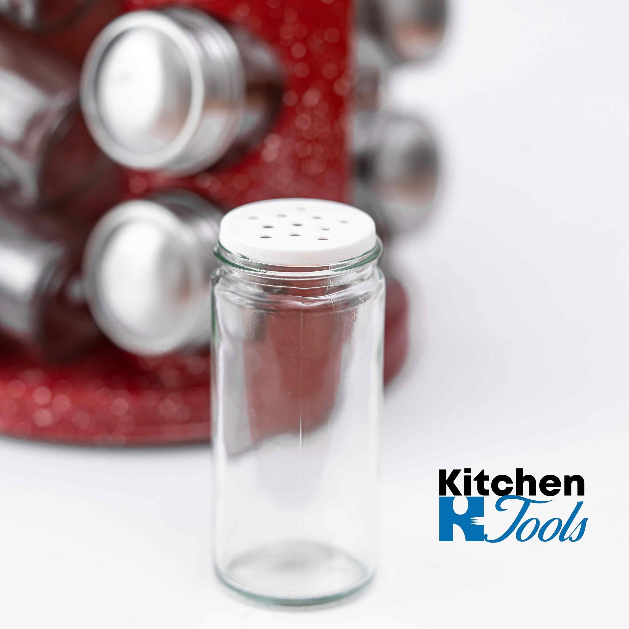 Set condimente rotativ cu 16 borcane roșu-marmorat