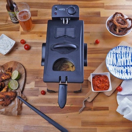 Friteuza Voltz 3L, 2200W, inox argintiu/negru