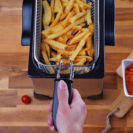 Friteuza Voltz 3L, 2200W, inox argintiu/negru