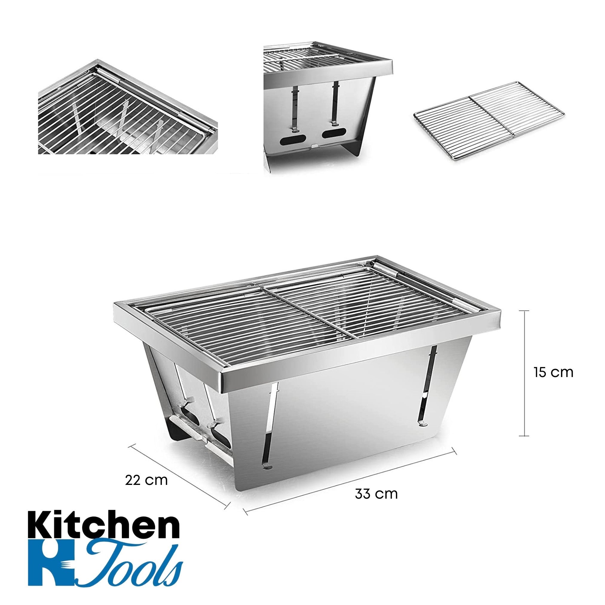 Gratar compact pliabil pentru camping din otel