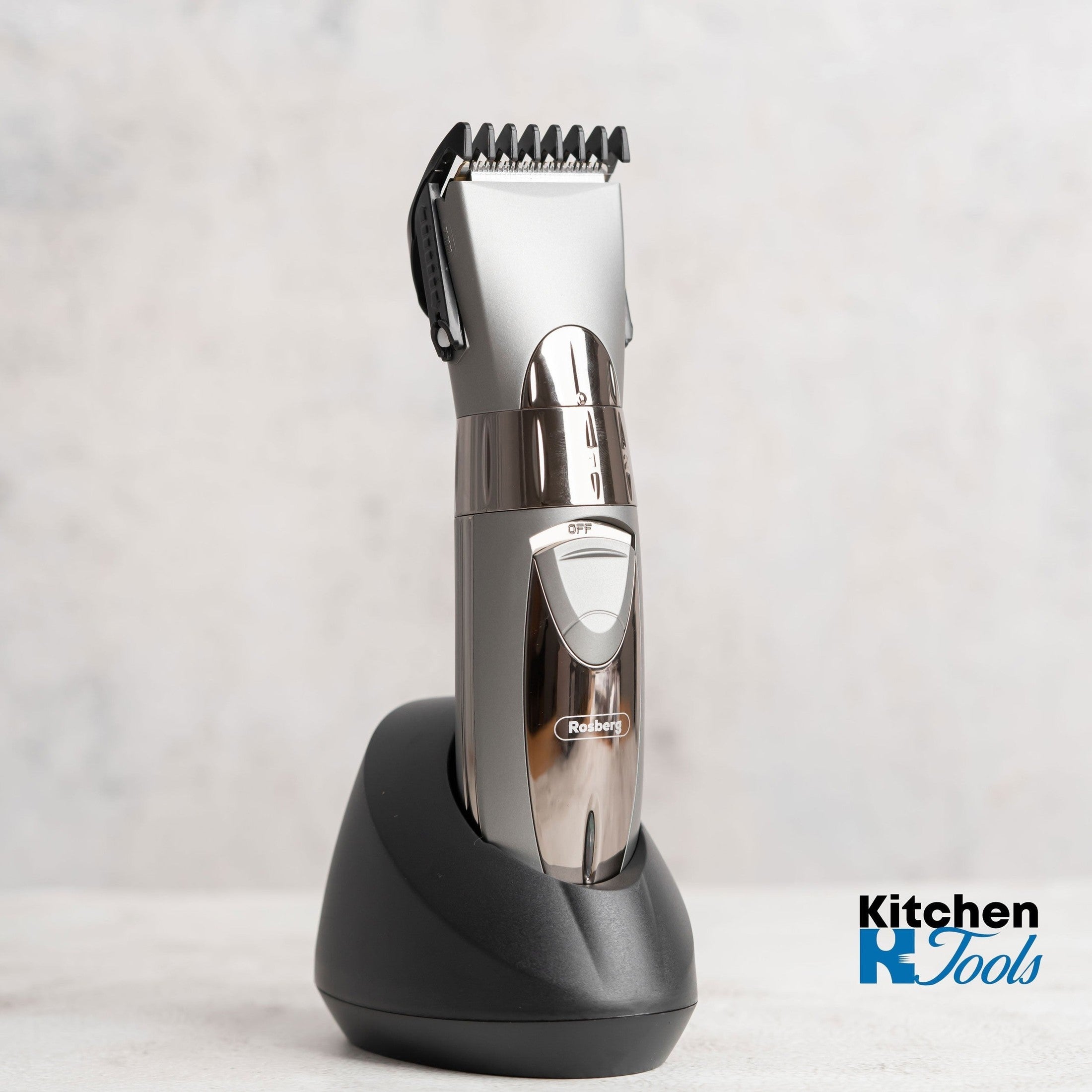 Aparat de tuns Rosberg, lame inox, argintiu/alb