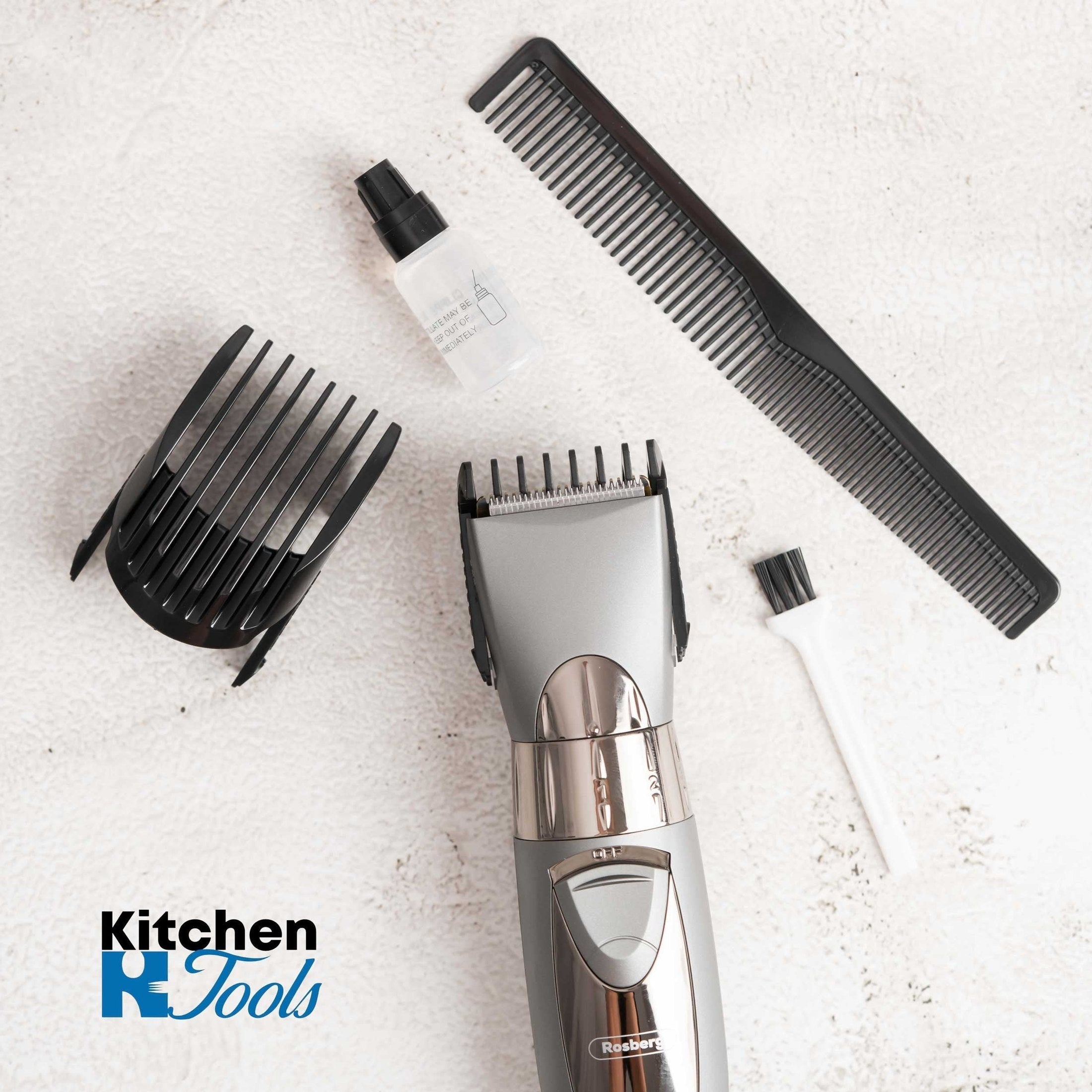 Aparat de tuns Rosberg, lame inox, argintiu/alb