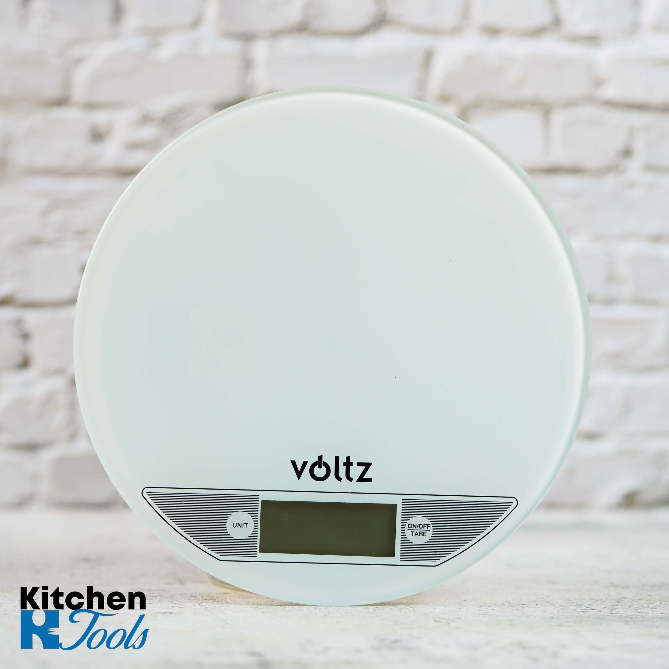 Cantar de bucatarie Voltz, sticla 5 kg, rotund alb