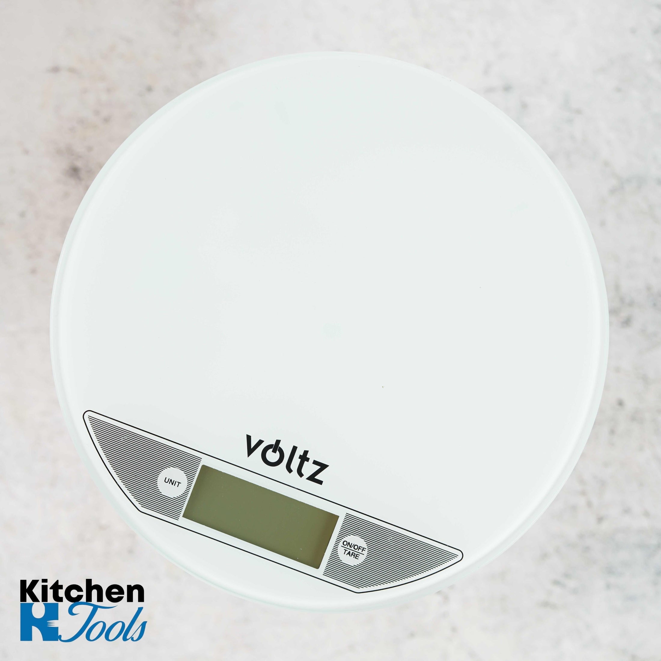 Cantar de bucatarie Voltz, sticla 5 kg, rotund alb