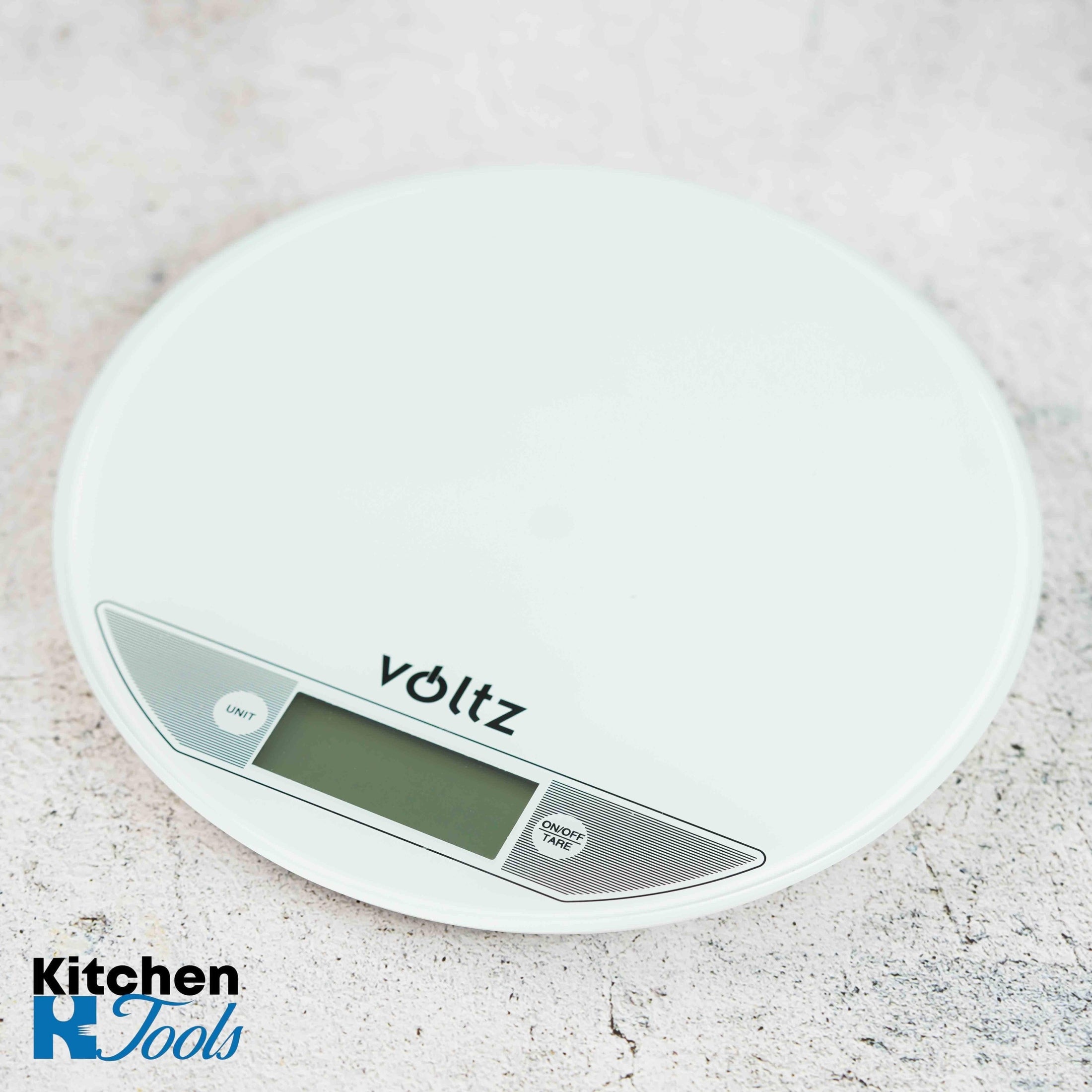 Cantar de bucatarie Voltz, sticla 5 kg, rotund alb