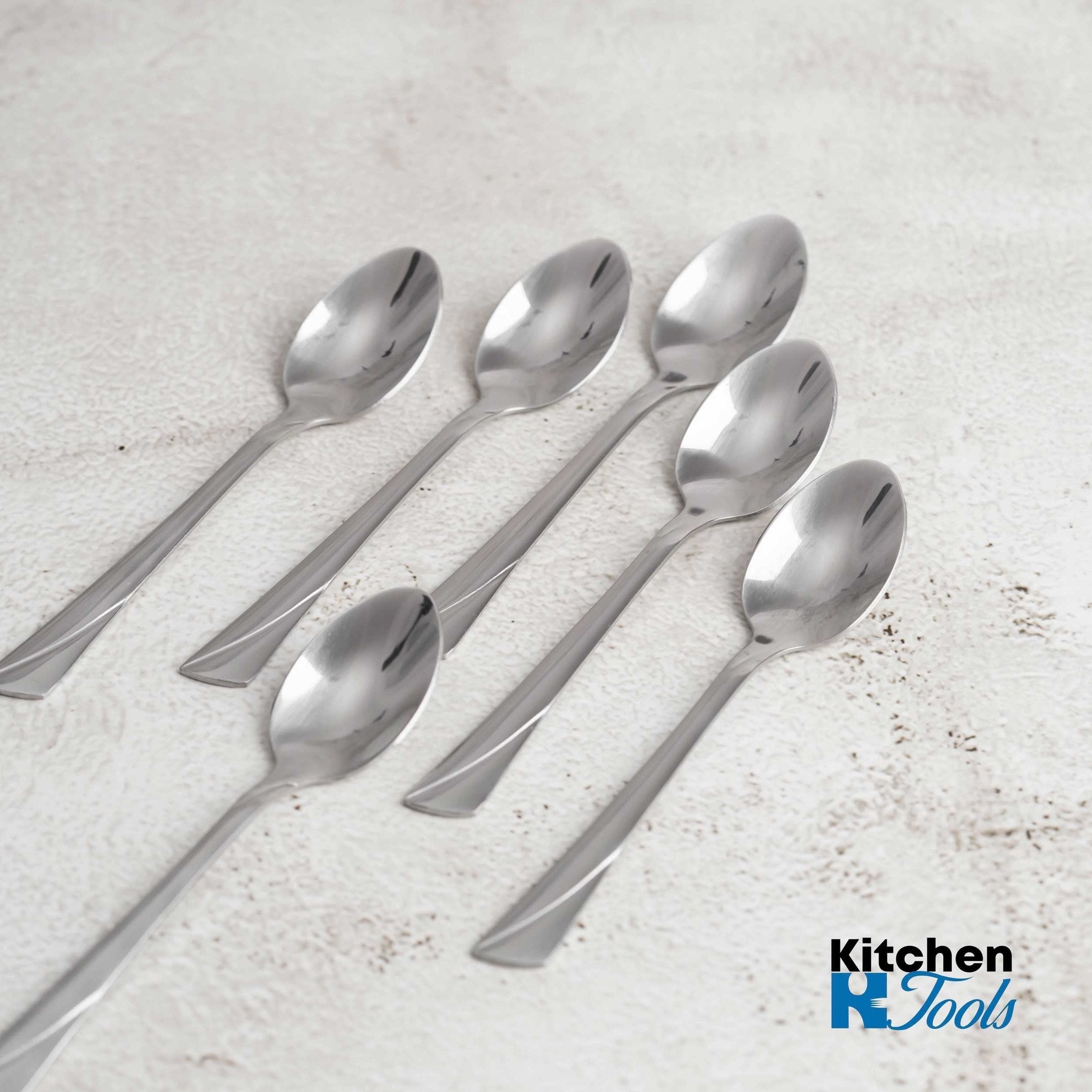 Set 6 lingurițe ceai inox lucios argintiu