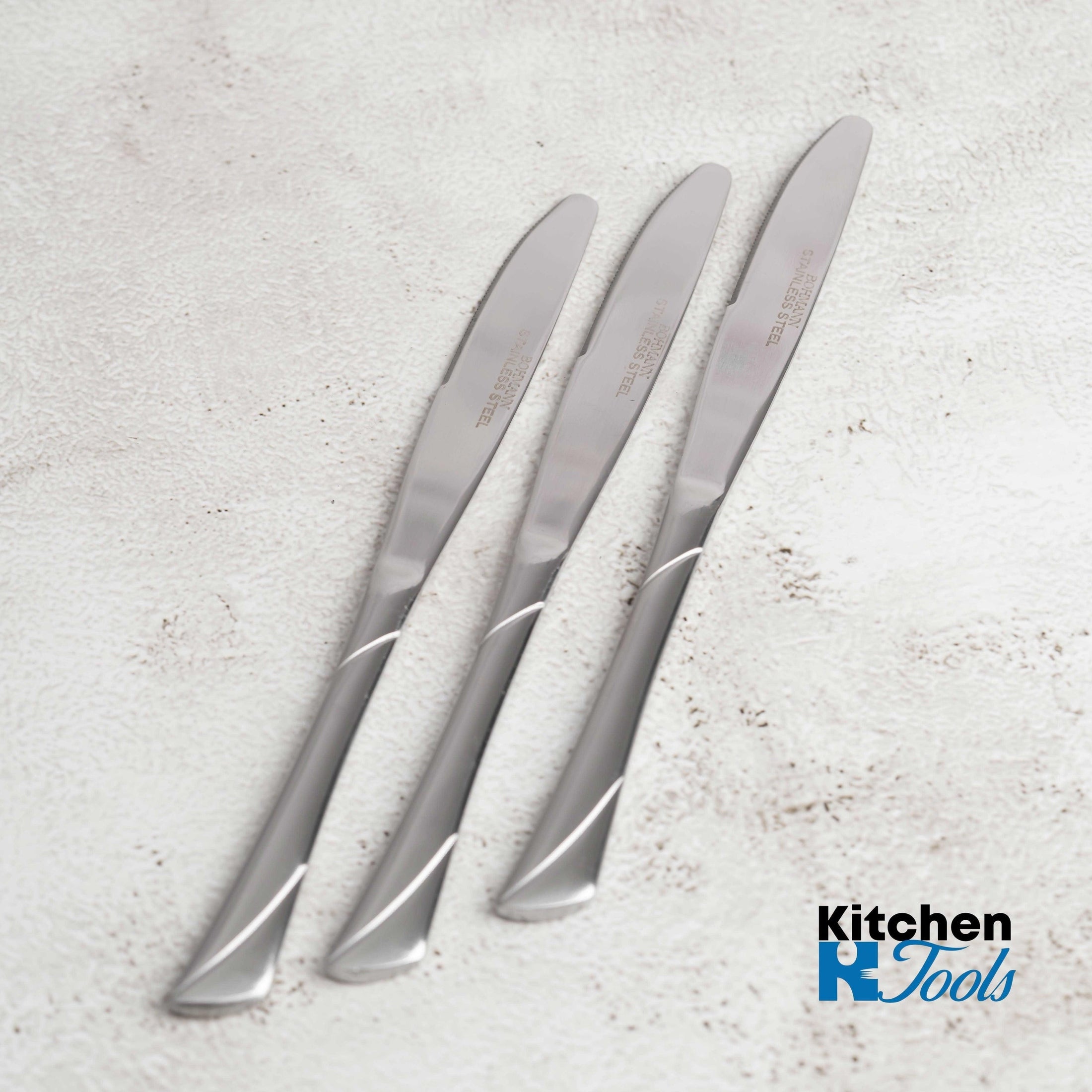 Set de 6 cutite lucioase din otel inoxidabil argintiu