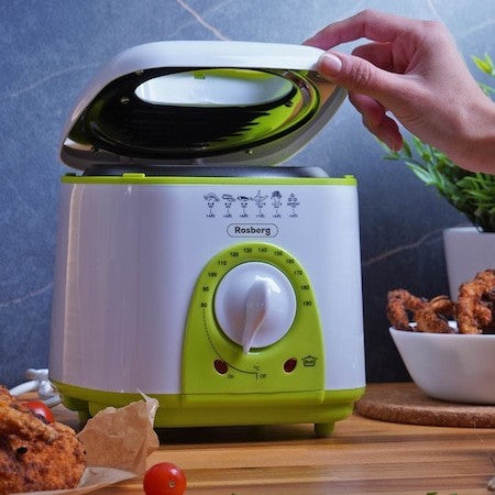 Friteuza mini Rosberg 950W, alb/verde