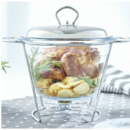 Chafing Dish rotund 4L cu suport si capac inox