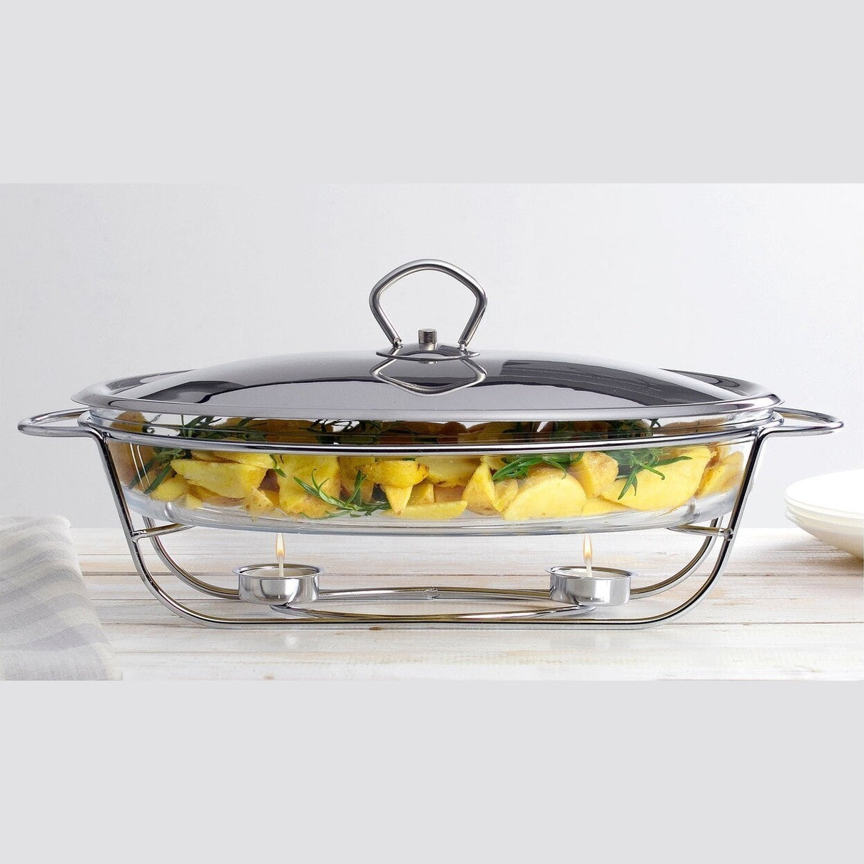 Vas sticlă termo 3L cu capac și suport inox