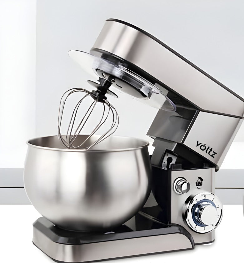 Mixer cu bol 1600 W, 5L, Voltz, , 6 viteze plus puls, bol inox, tel, carlig framantare, palete amestecare, paleta RESIGILAT