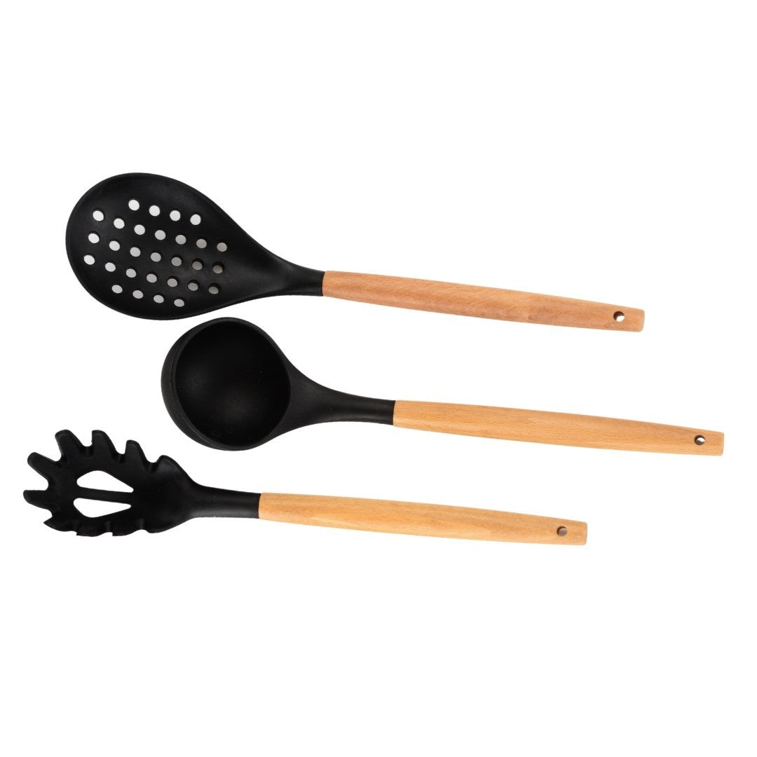 Ustensile Bucatarie Bohmann din Silicon cu Manere Lemn