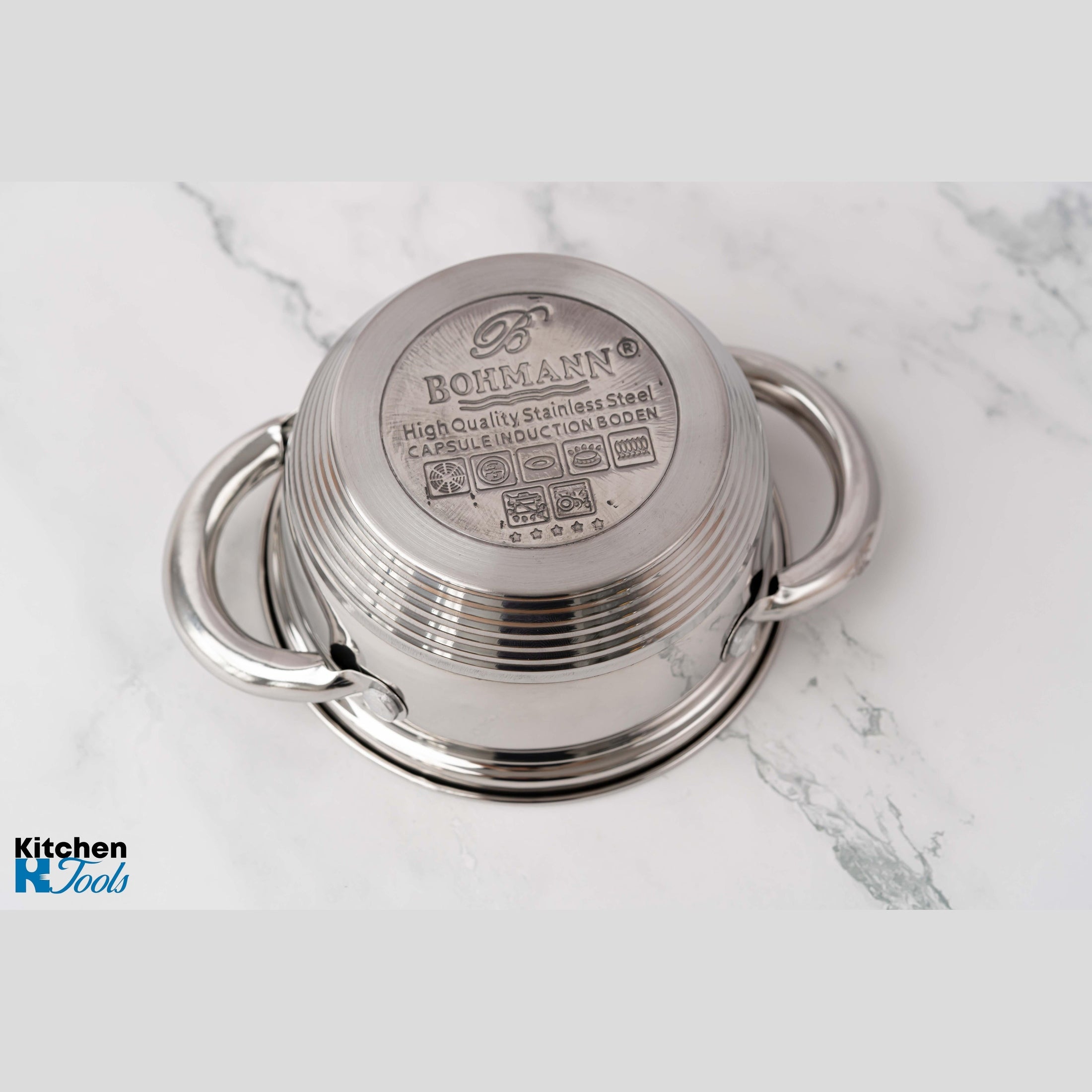 Cratiță din inox 1000ml cu capac din sticlă Bohmann