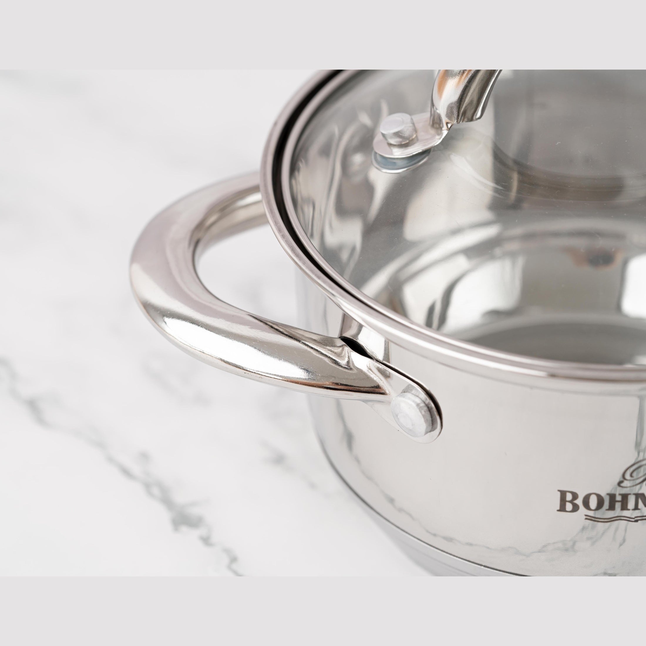 Cratiță din inox 1000ml cu capac din sticlă Bohmann