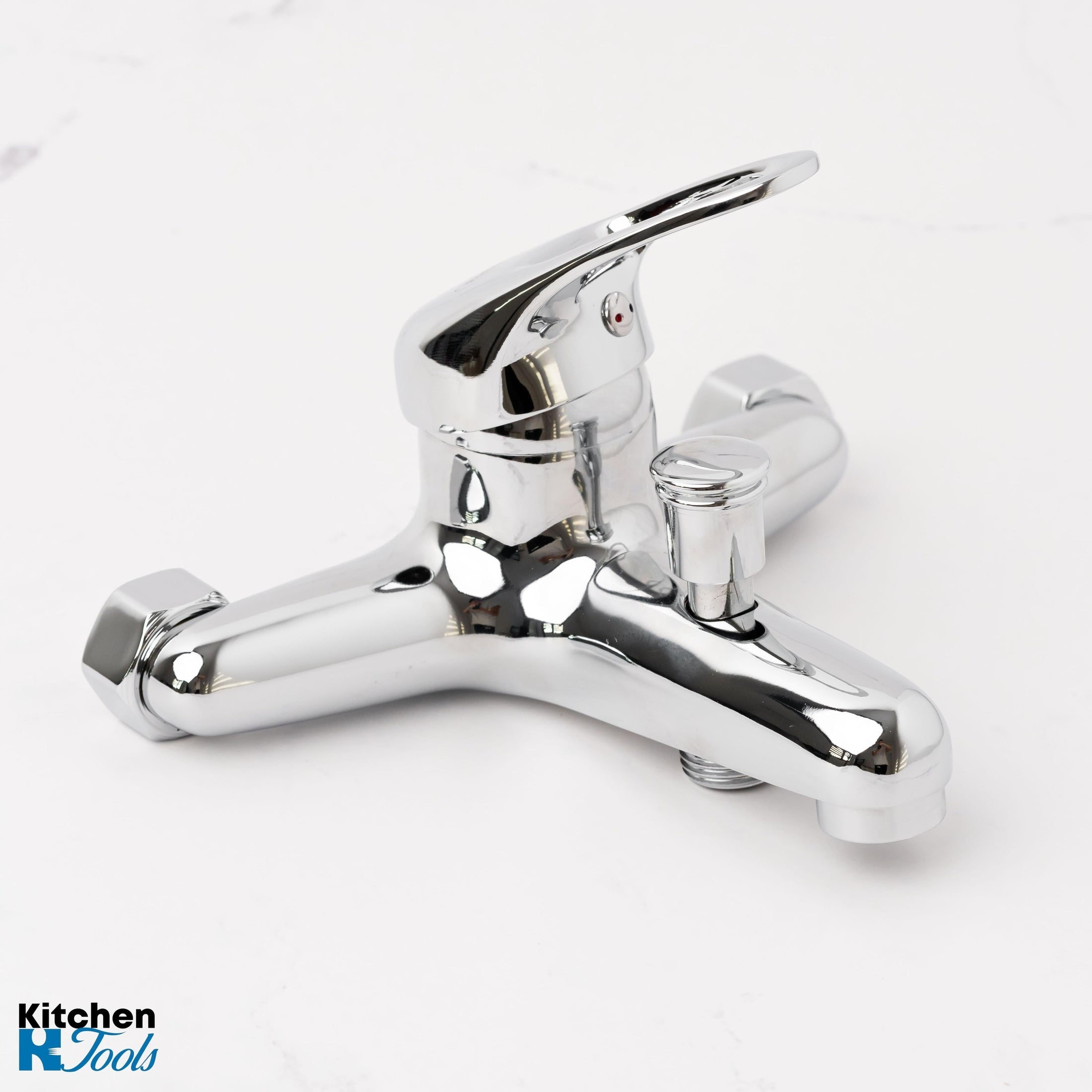 Baterie cada si dus, cromata, pipa scurta