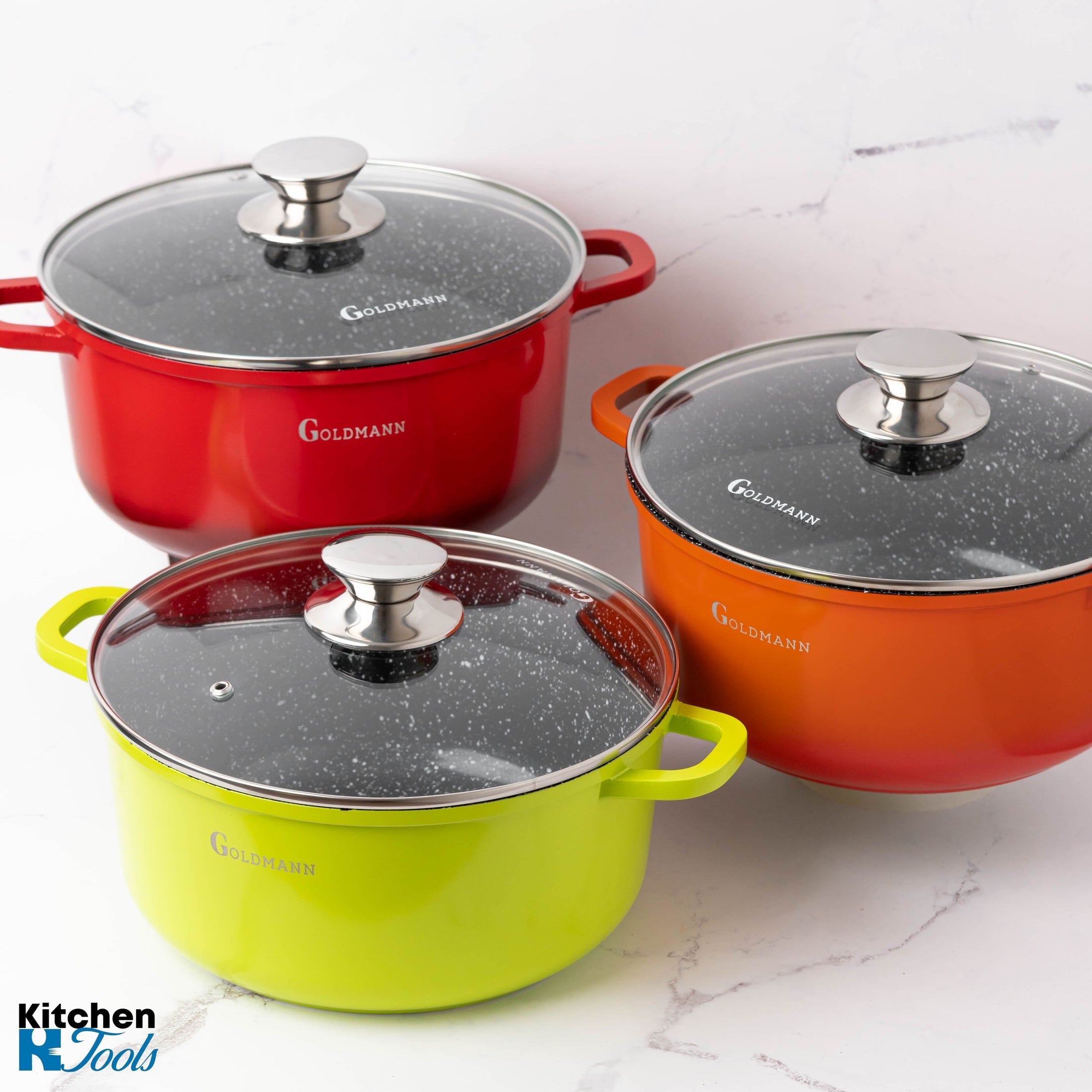 Cratiță marmorată antiaderentă Goldmann cu capac sticlă