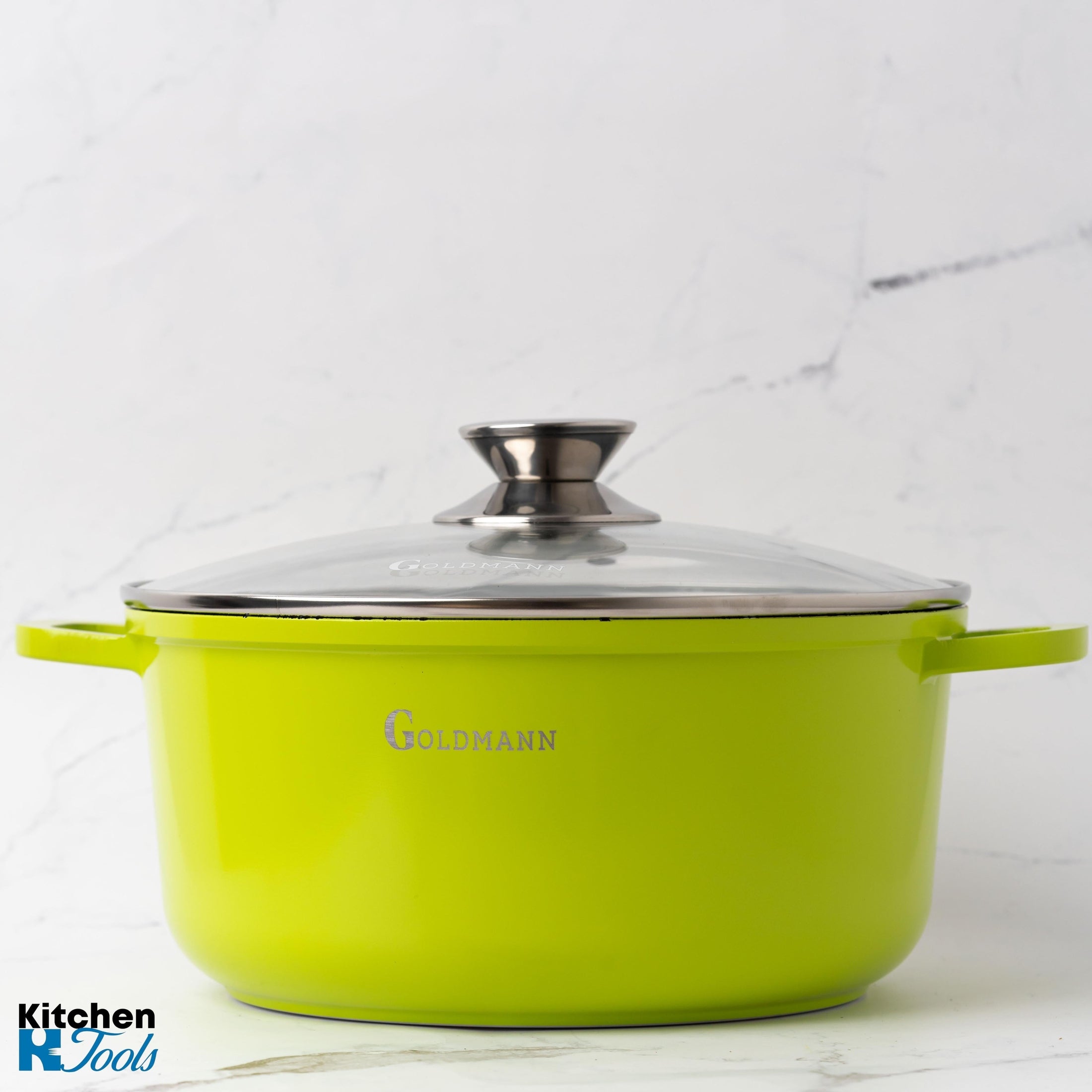 Cratiță Marmorată Verde 6.5L cu Capac Sticlă