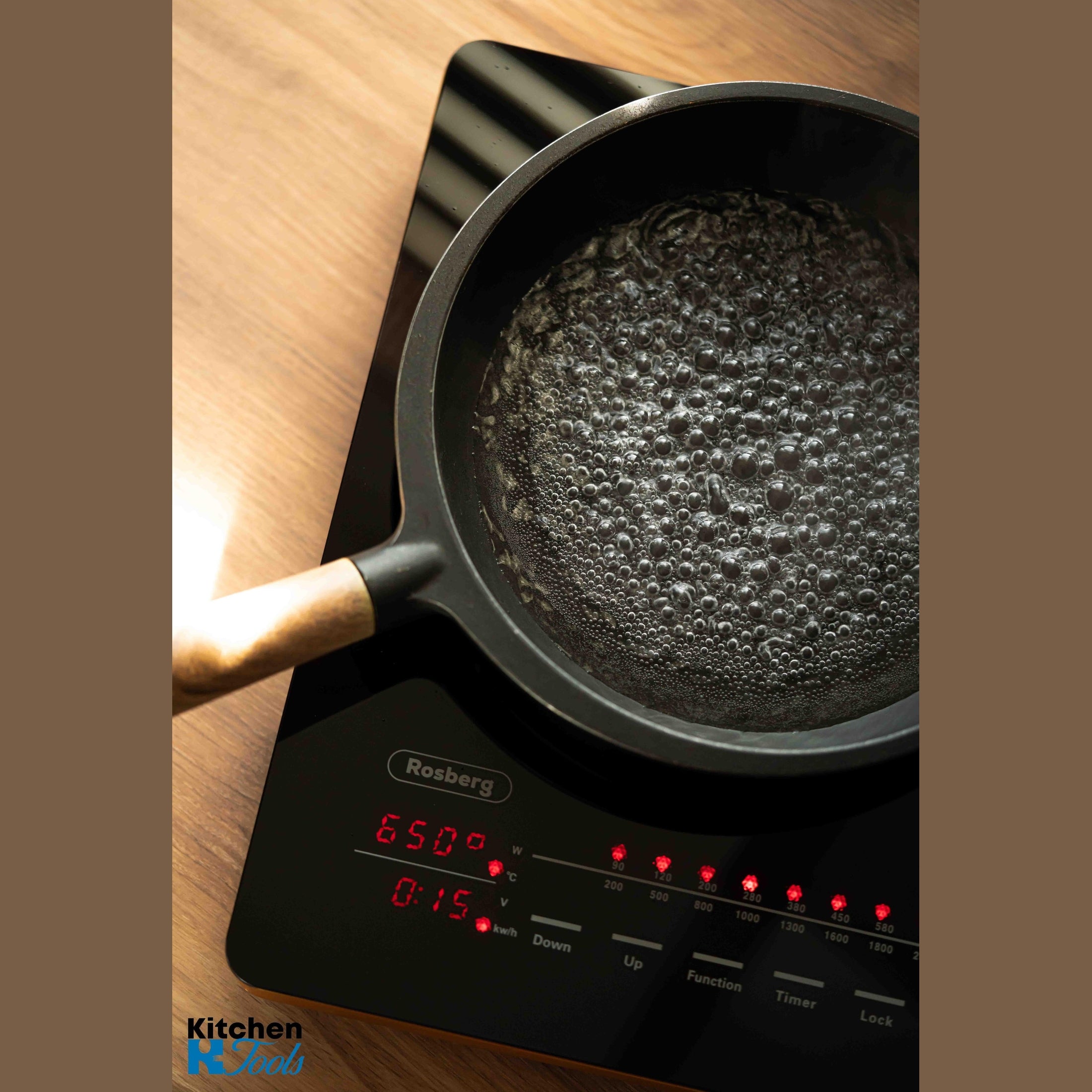 Plita Ceramica Rosberg, 2000W, 29x37cm, Cristal Negru