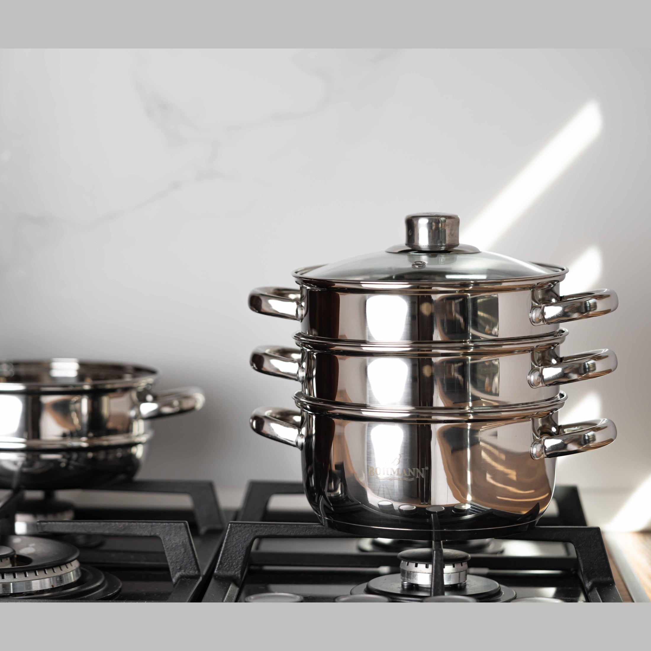 Set de gatit sub aburi din inox, 5 piese, 2.5L