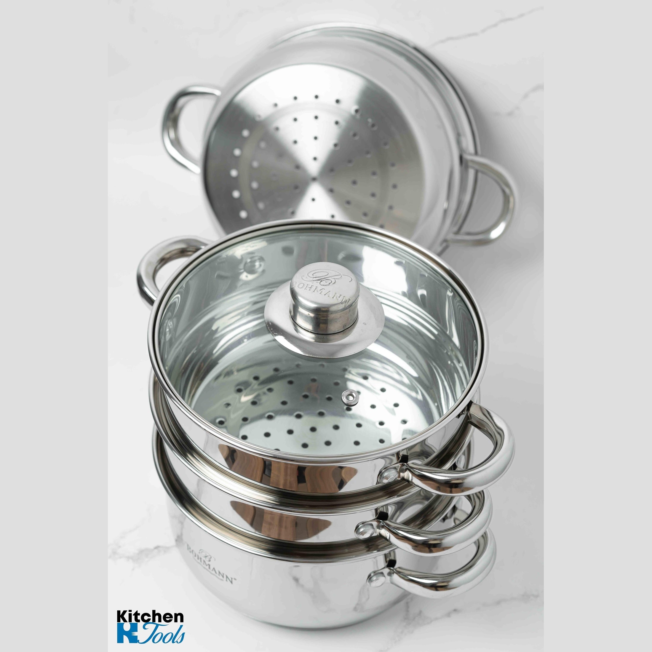 Set de gatit sub aburi din inox, 5 piese, 2.5L