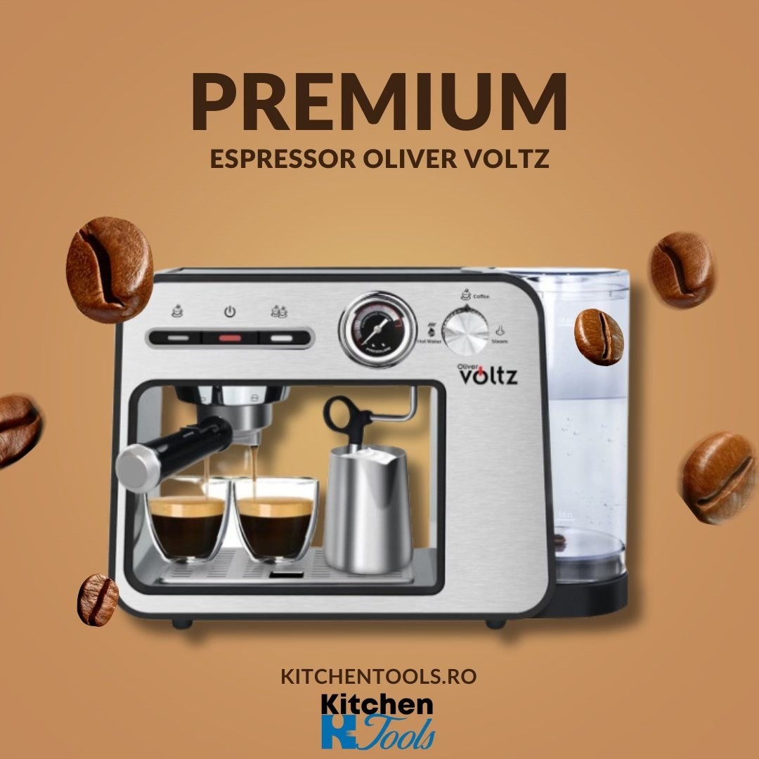 Espressor 3 în 1 cu Filtru Oțel și Spumă Lapte