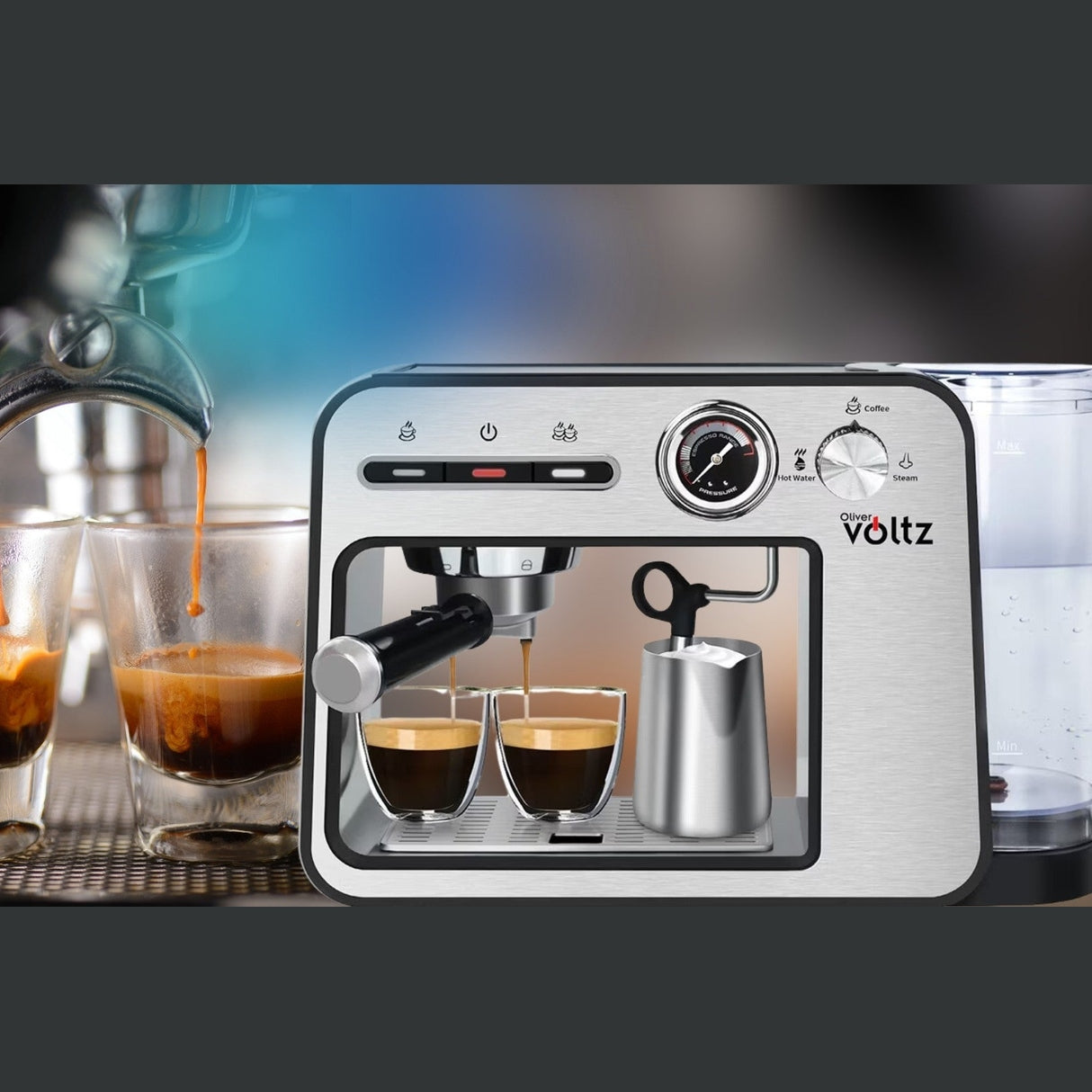 Espressor 3 în 1 cu Filtru Oțel și Spumă Lapte