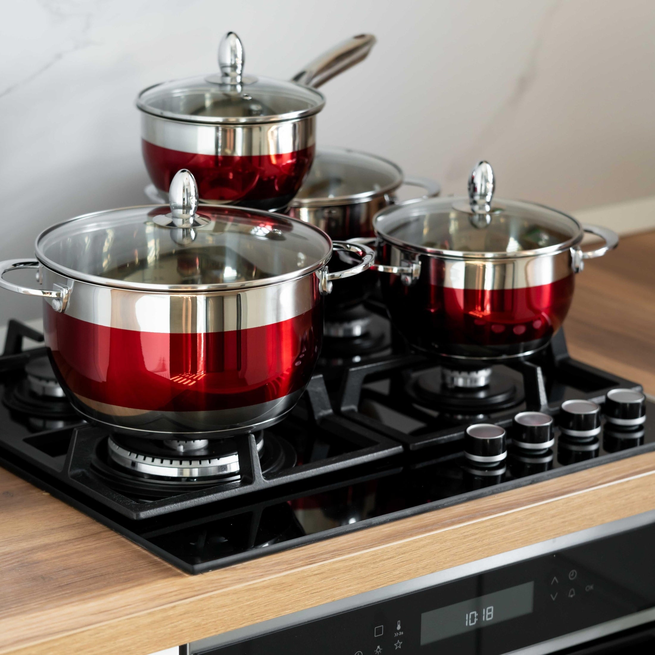 Set cratite inox 8 piese Bohmann Rosu