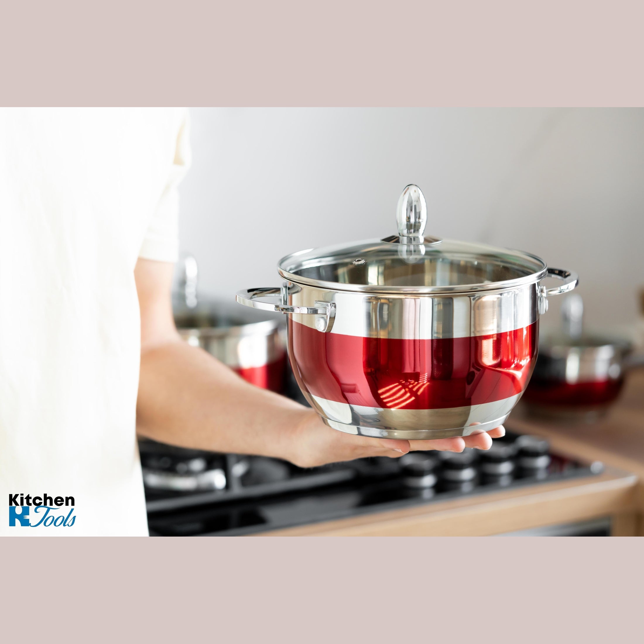 Set cratite inox 8 piese Bohmann Rosu