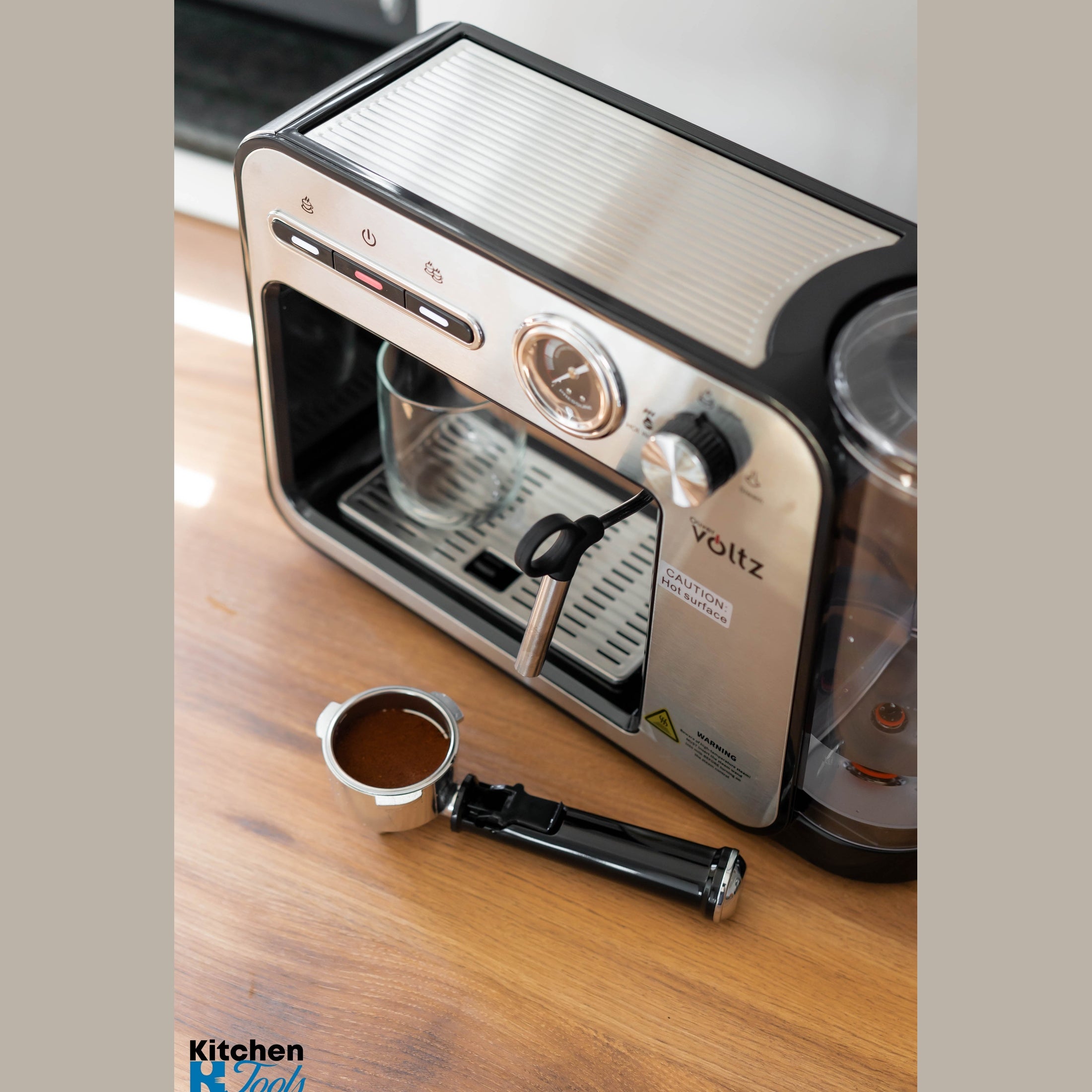 Espressor 3 în 1 cu Filtru Oțel și Spumă Lapte