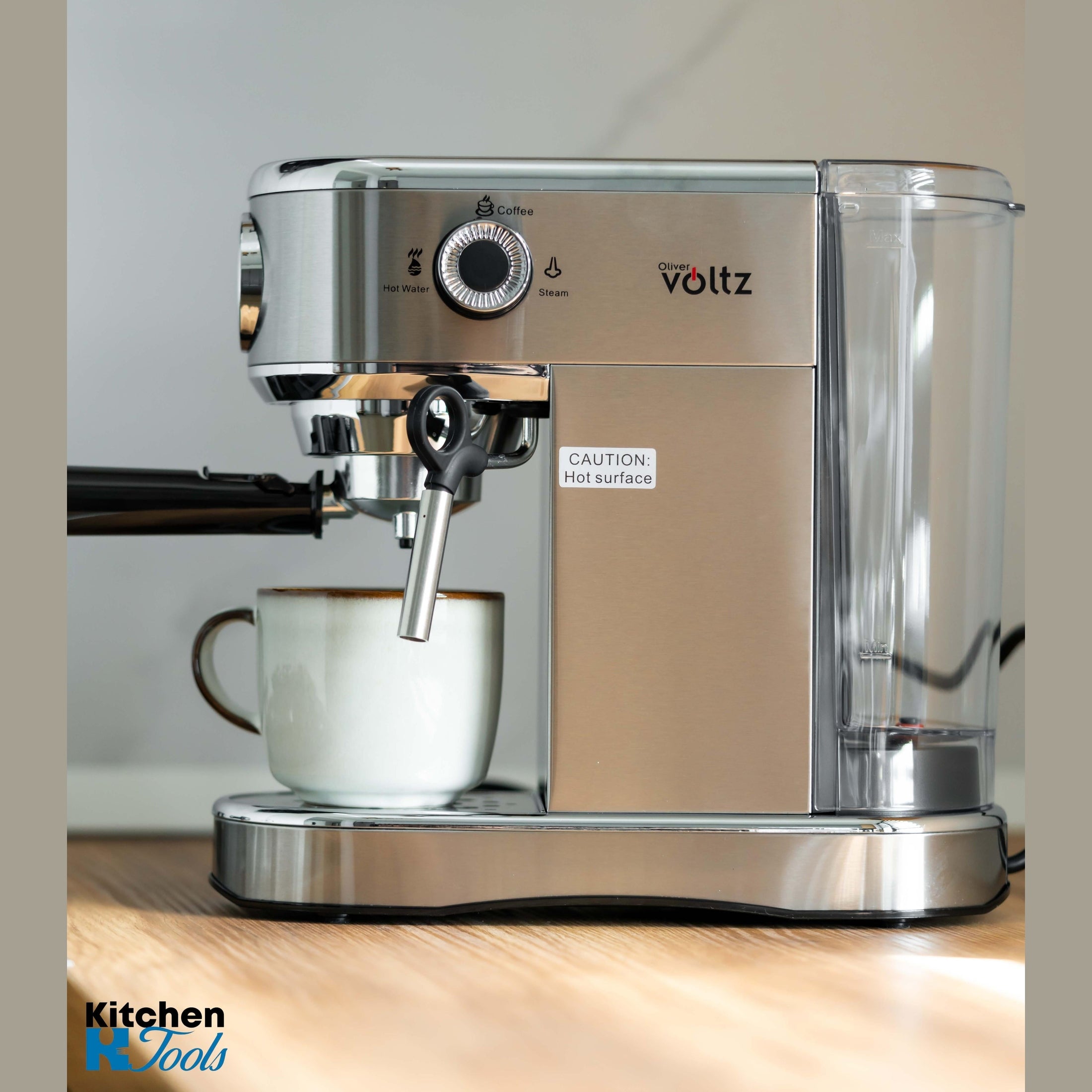 Espressor Oliver Voltz 1450W, 15 bar, Argintiu