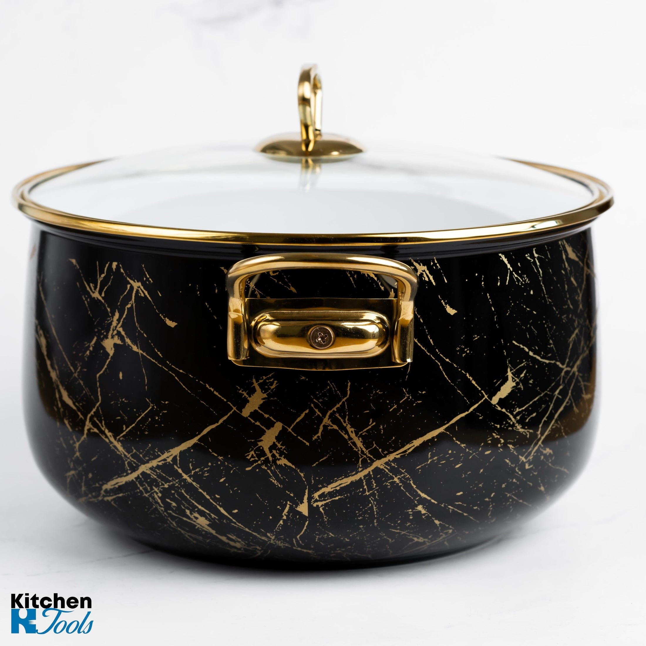 Cratiță Goldmann 22x14cm, emailată, neagră, mânere aurii