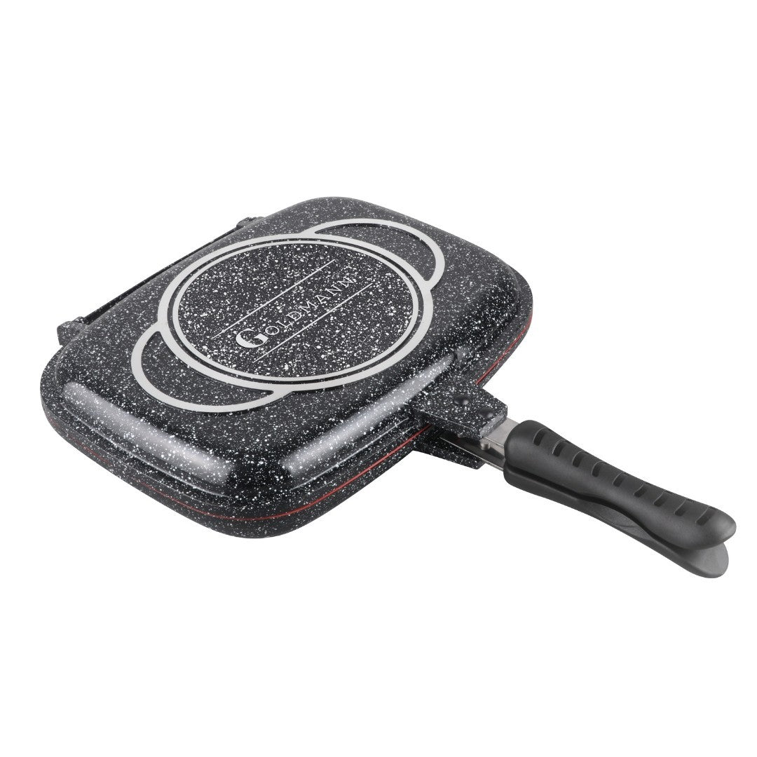 Tigaie Grill Dublă Goldmann, 36 cm, Acoperire Ceramică