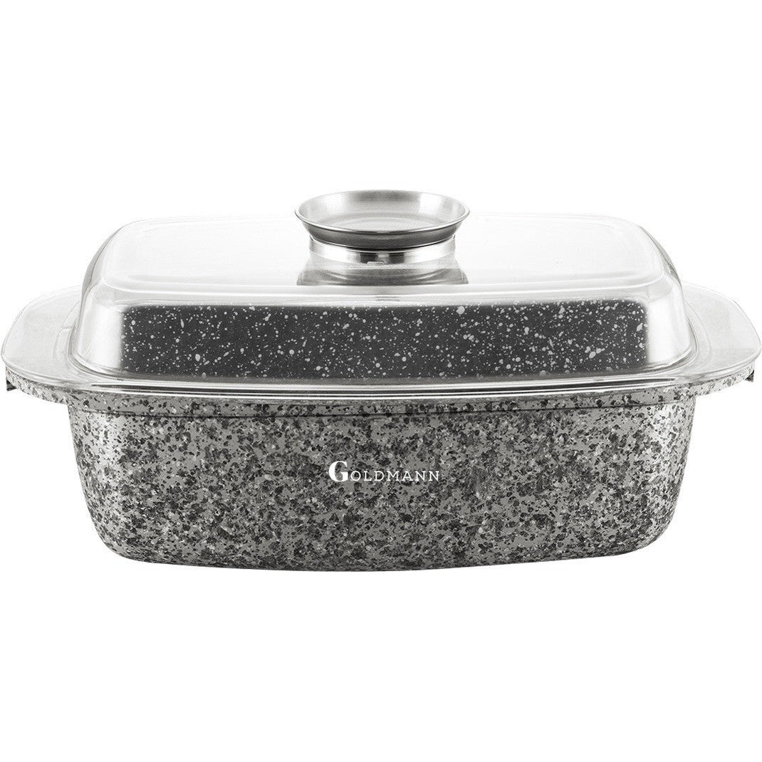 Roaster capac sticlă, 32cm, interior marmură