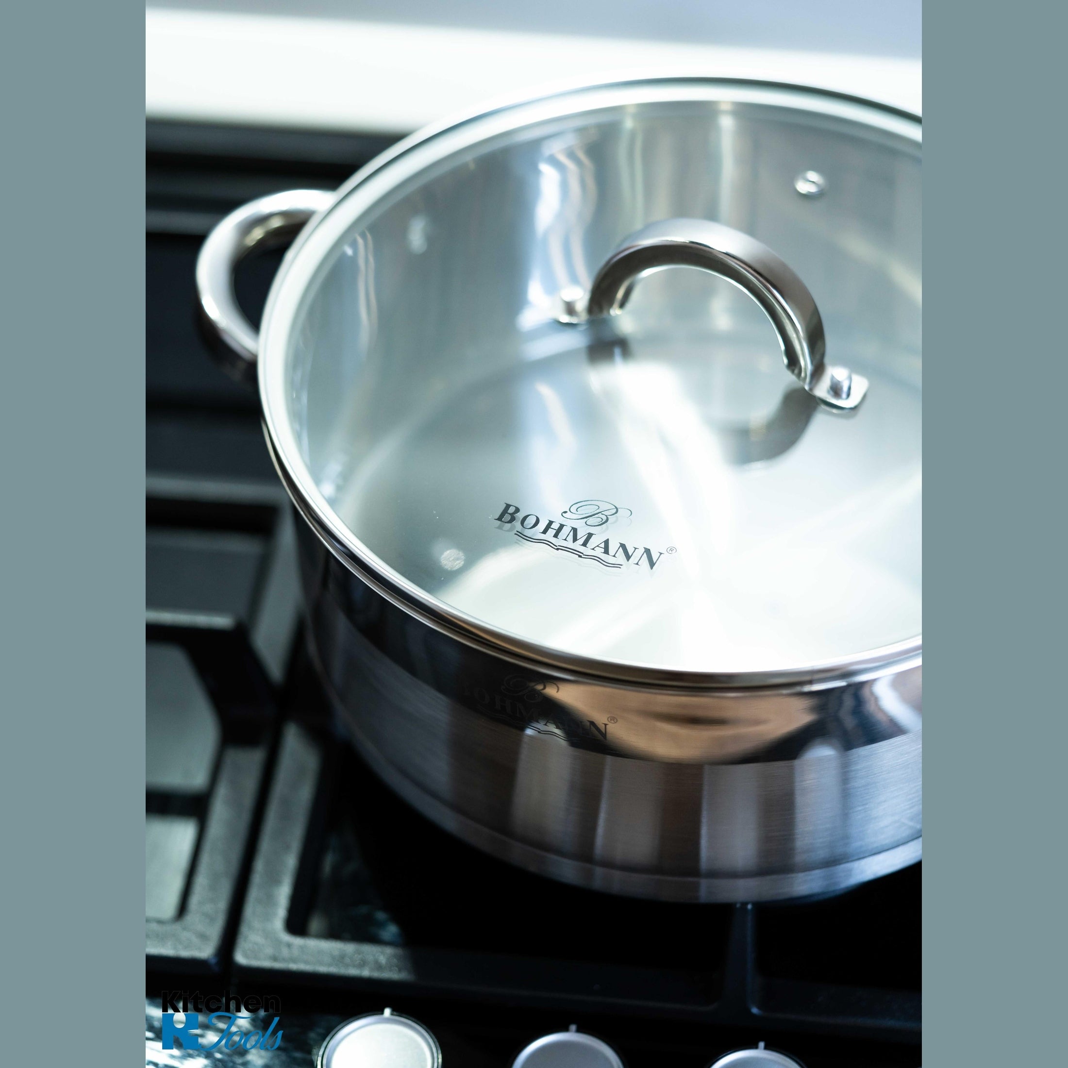 Cratita joasa din inox Bohmann cu capac de sticla