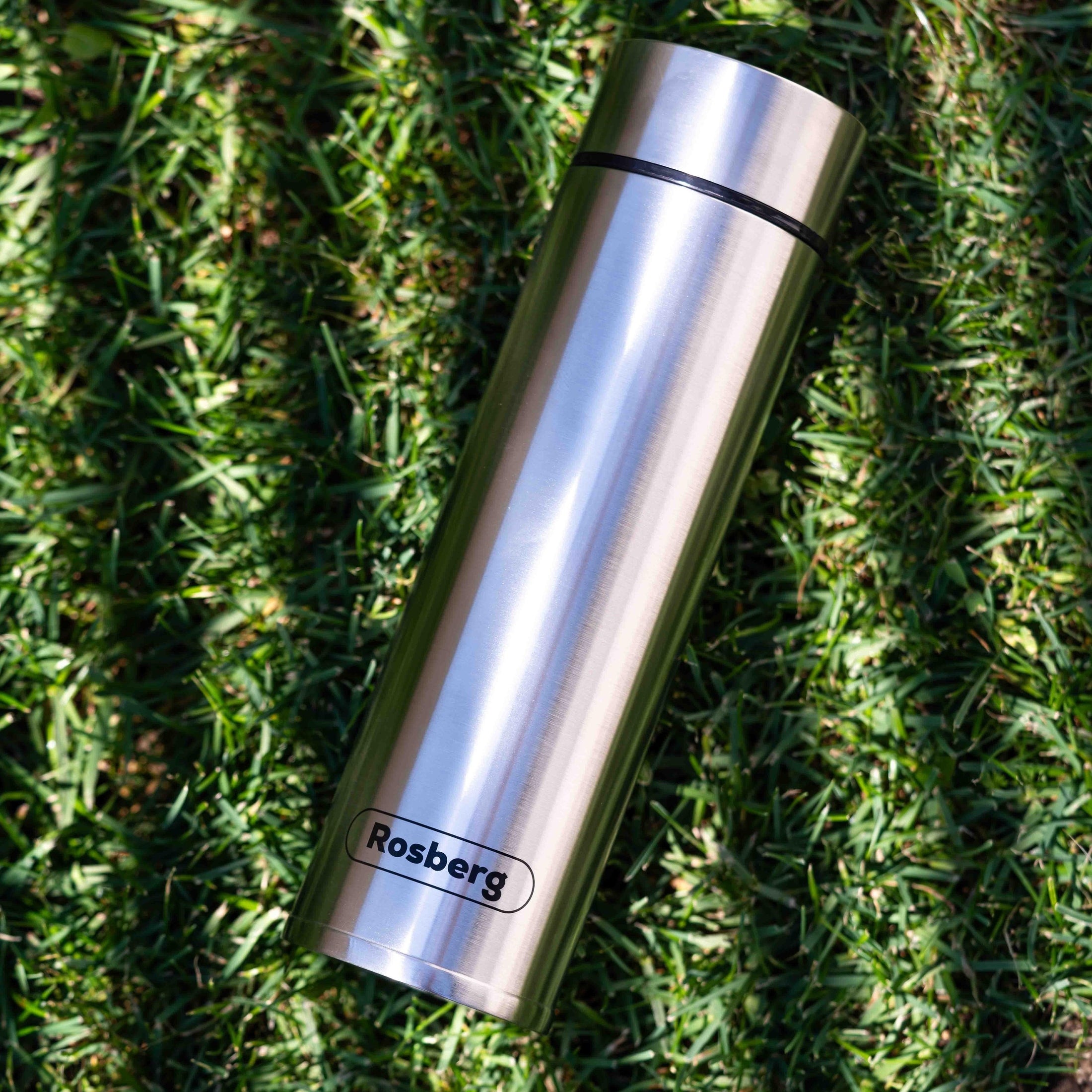 Termos Rosberg 500ml, gri metalic cu afișaj LED