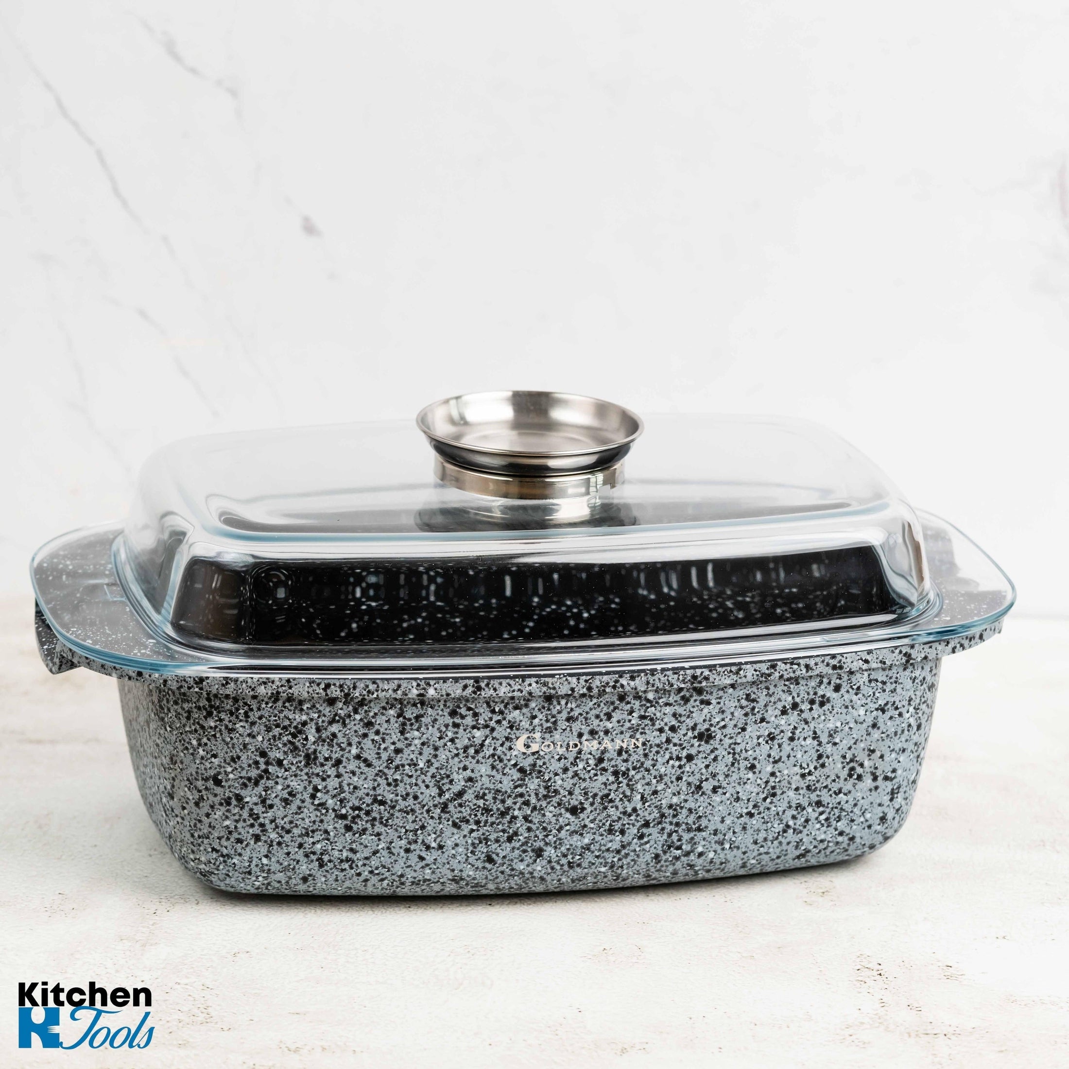 Roaster capac sticlă, 32cm, interior marmură
