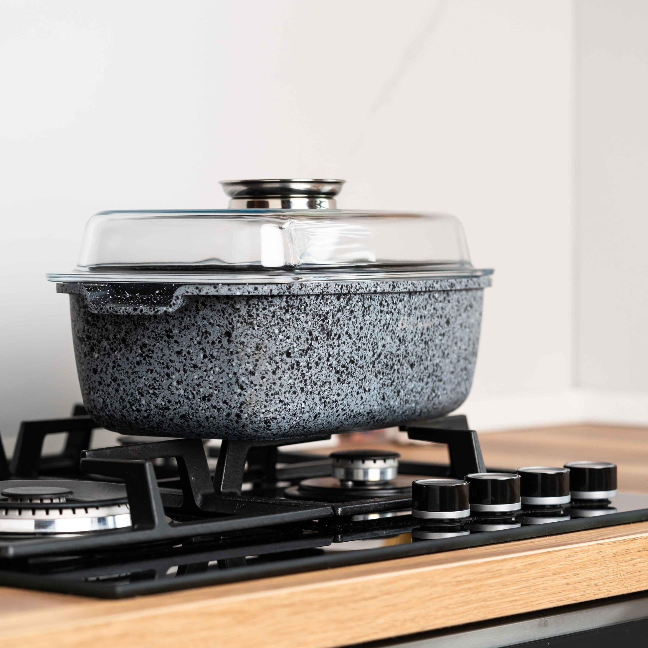 Roaster capac sticlă, 32cm, interior marmură