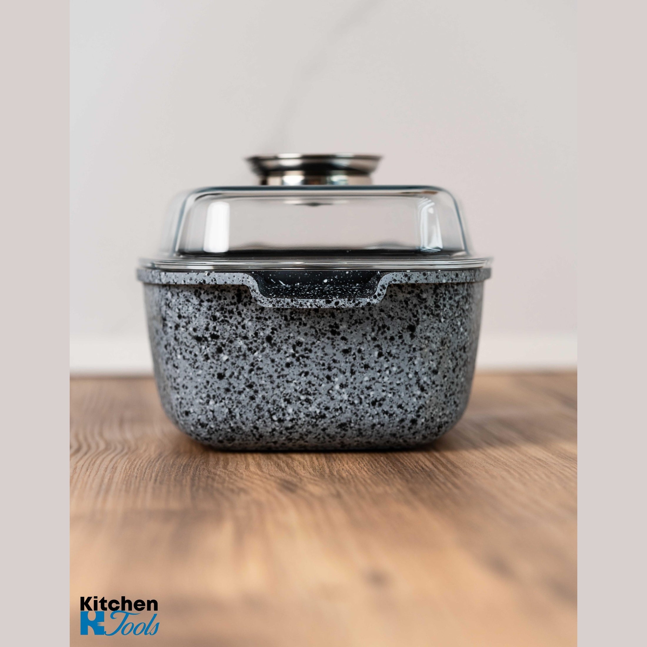 Roaster capac sticlă, 32cm, interior marmură