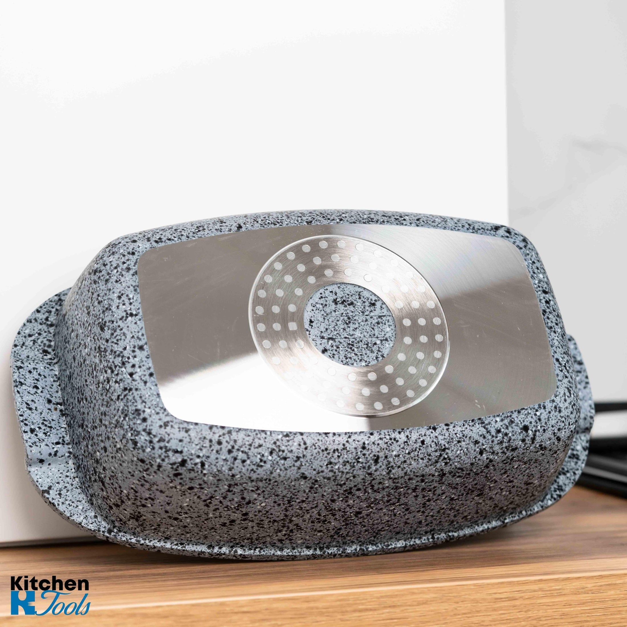 Roaster capac sticlă, 32cm, interior marmură