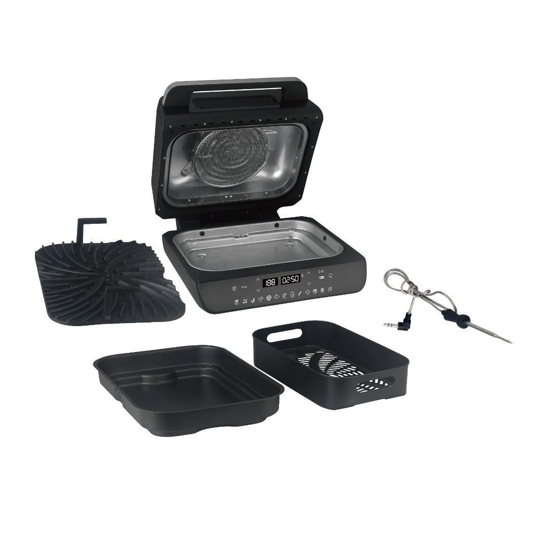 Grătar digital cu aer cald, 4.5 L, 12 programe, negru