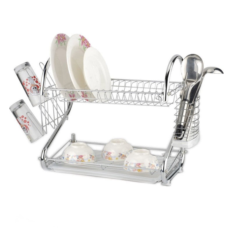 Suport vase Rosberg alb, inox, două nivele