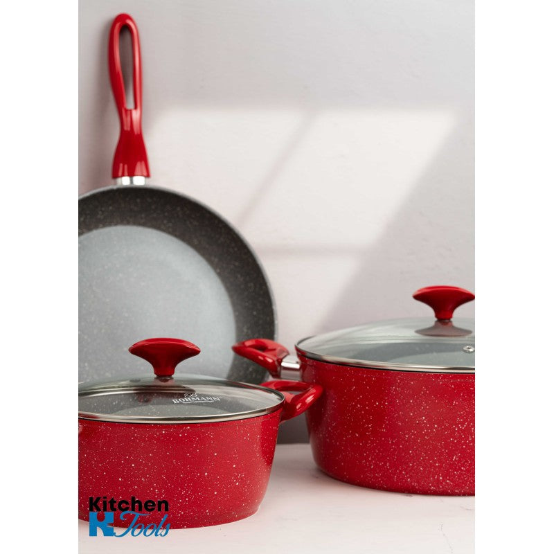 Set cratițe aluminiu forjat GOLDMANN, roșu