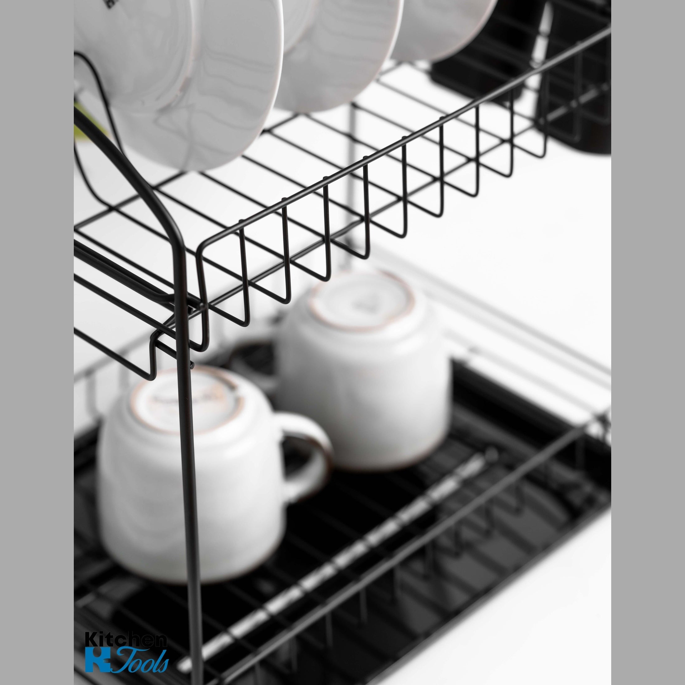 Suport de vase inox Rosberg negru, 2 nivele, 34x23x35,5 cm